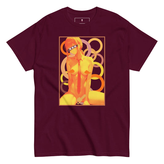 Chainsaw Man Makima Seductive Nude with a neck tie Dark red T Shirt